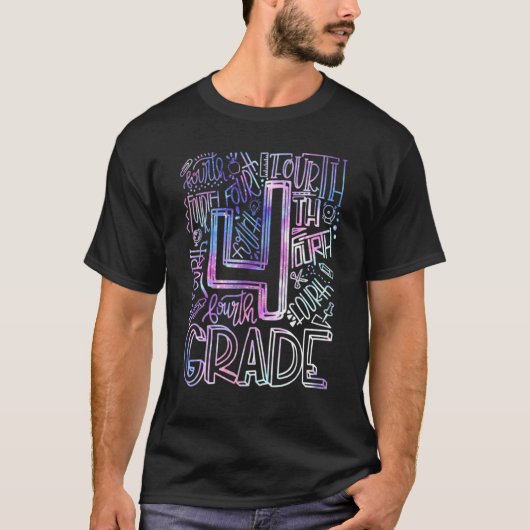 4th Grade Typography Team Teacher Back To School T-Shirt (Vorderseite)