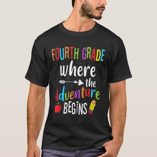 4th Grade Where The Adventure Begins Back to Schoo T-Shirt (Vorderseite)