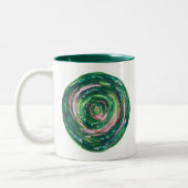 4th-Heart Chakra grün-rosa Grafik #2 Zweifarbige Tasse (Links)