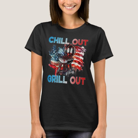 4th July American Independence Day Chill out Grill T-Shirt (Vorderseite)