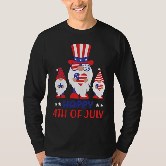 4th July Gnome Happy 4th July US flag T-Shirt (Vorderseite)