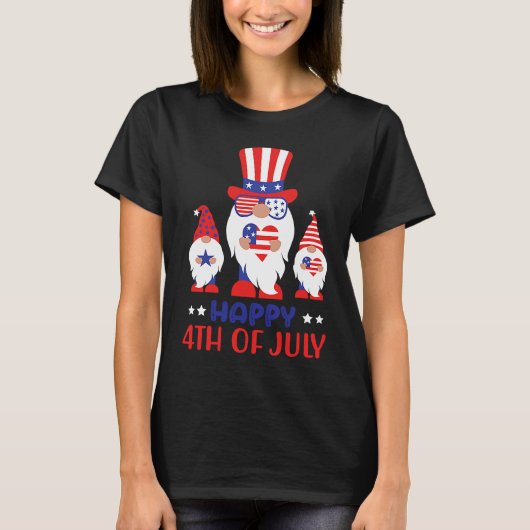 4th July Gnome Happy 4th July US flag T-Shirt (Vorderseite)