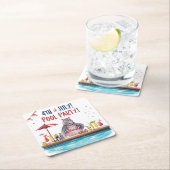 4th July Hippo Bikini in Pool Party Rechteckiger Pappuntersetzer (Vor Ort)