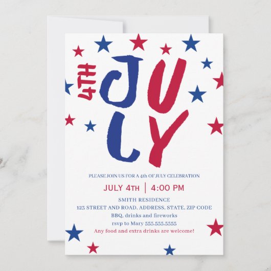 4th July Stars Family Reunion  Einladung (Vorderseite)