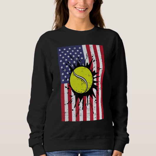 4th July Tennis America Flag Patriotic Men Boys Ki Sweatshirt (Vorderseite)