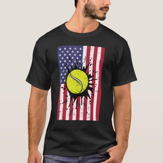 4th July Tennis America Flag Patriotic Men Boys Ki T-Shirt (Vorderseite)
