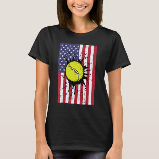 4th July Tennis America Flag Patriotic Men Boys Ki T-Shirt