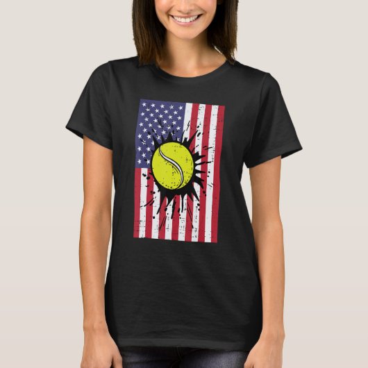 4th July Tennis America Flag Patriotic Men Boys Ki T-Shirt (Vorderseite)