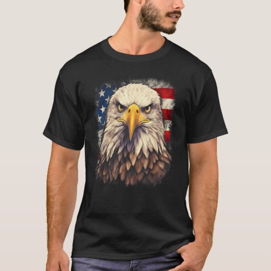 4th July US Flag Bald Eagle Proud American Men Wom T-Shirt (Vorderseite)