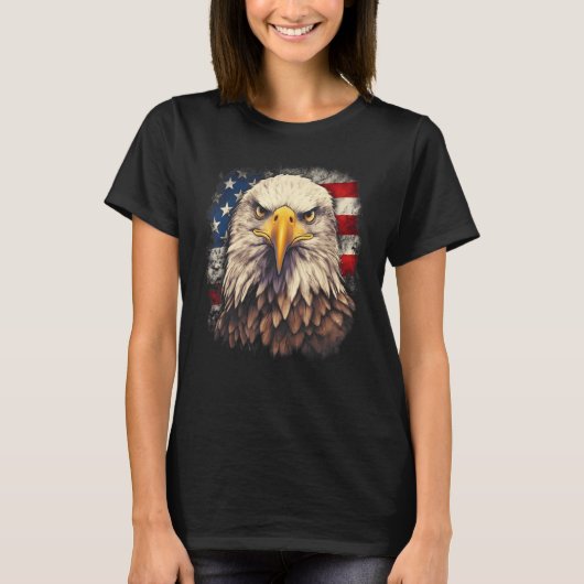 4th July US Flag Bald Eagle Proud American Men Wom T-Shirt (Vorderseite)