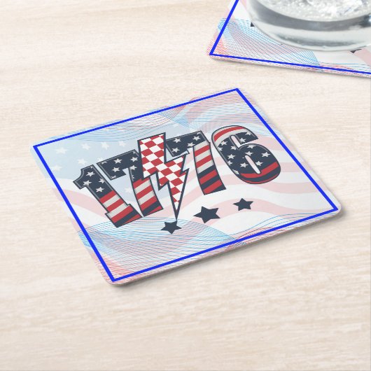 4th of July 1776-63751 Rechteckiger Pappuntersetzer (angewinkelt)