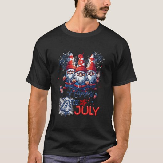 4Th Of July 2023 Patriotic Gnomes American Usa T-Shirt (Vorderseite)