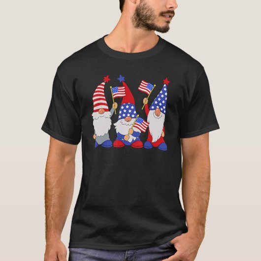 4th Of July 2023 Patriotic Gnomes Funny American U T-Shirt (Vorderseite)