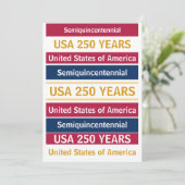 4th of July 2026 USA 250 Years Semiquincentennial  Einladung (Stehend Vorderseite)