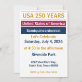 4th of July 2026 USA 250 Years Semiquincentennial  Einladung (Rückseite)