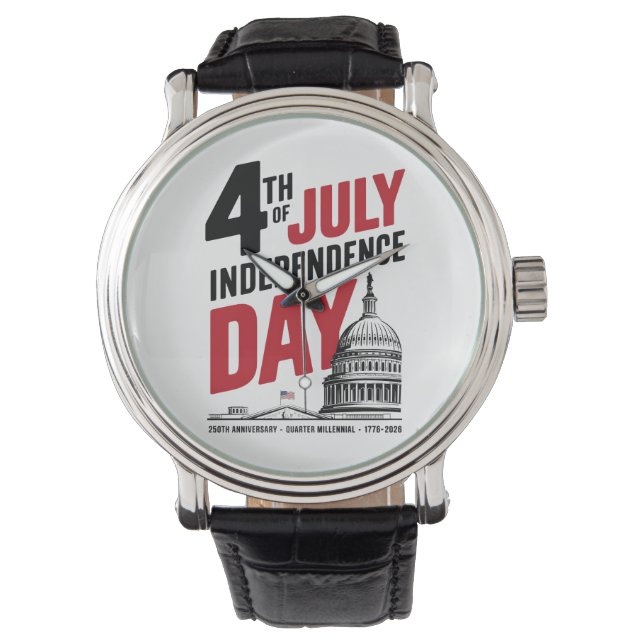 4th of July 250th Anniversary Independence Day Armbanduhr (Vorderseite)