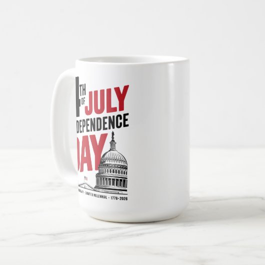 4th of July 250th Anniversary Independence Day Kaffeetasse (Vorderseite Links)
