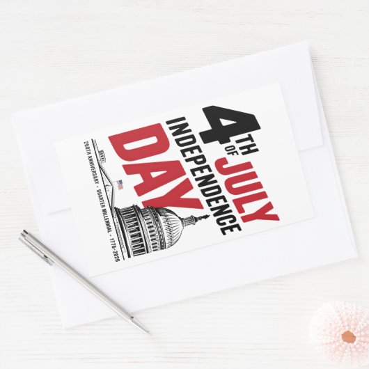 4th of July 250th Anniversary Independence Day Rechteckiger Aufkleber (Umschlag)