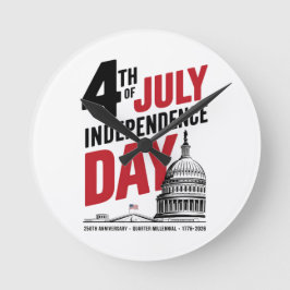4th of July 250th Anniversary Independence Day Runde Wanduhr