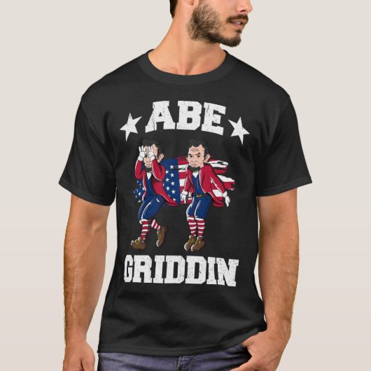 4th of July Abraham Lincoln Griddy Abe Griddin T-Shirt (Vorderseite)