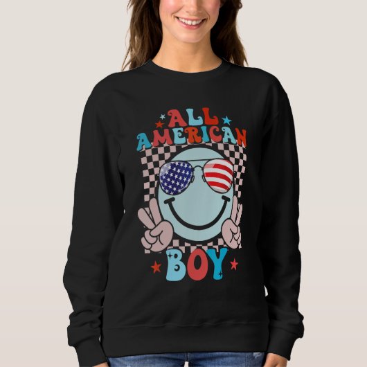4th Of July All American Boys Groovy  Kids Son USA Sweatshirt (Vorderseite)