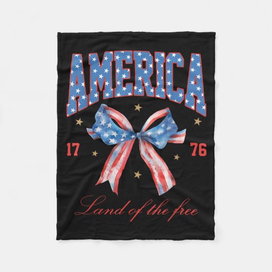4th Of July America Coquette Bow Independence Day Fleecedecke (Vorderseite)