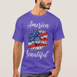 4th Of July America Sunflower US Patriotic America T-Shirt