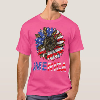 4th Of July America Sunflower US Patriotic America T-Shirt