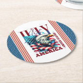 4th of July American Eagle Sublimation-61904 Runder Pappuntersetzer (Angewinkelt)