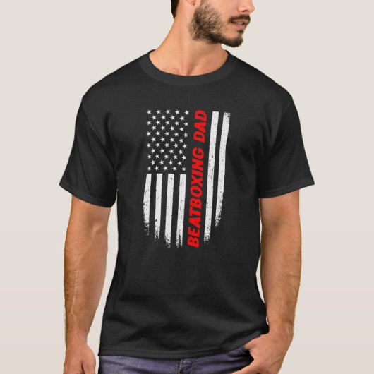 4th Of July American Flag Beatboxing Dad Fathers D T-Shirt (Vorderseite)