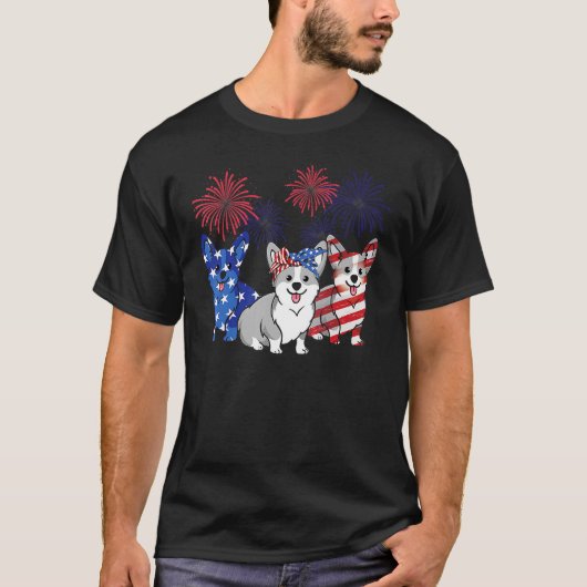 4th Of July American Flag Corgi Patriotic Dog Mens T-Shirt (Vorderseite)