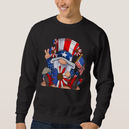 4th Of July American Flag Patriotic Gnome with sun Sweatshirt (Vorderseite)