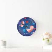 4th of July American Flag Patriotic Party Runde Wanduhr (Zuhause)