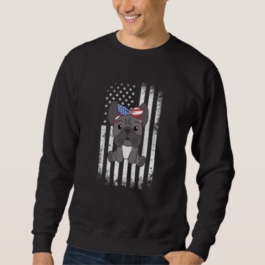 4th Of July American French Bulldog For Kids Cute  Sweatshirt (Vorderseite)