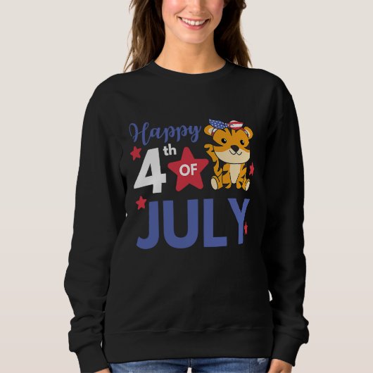 4th Of July American Tiger For Kids Cute Usa Tiger Sweatshirt (Vorderseite)