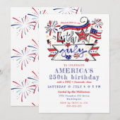 4th of July Backyard BBQ & Fireworks America 250 Einladung (Vorne/Hinten)