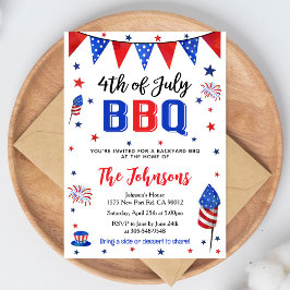 4th of July Backyard BBQ Invitation Einladung