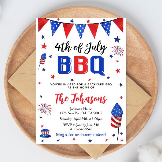 4th of July Backyard BBQ Invitation Einladung