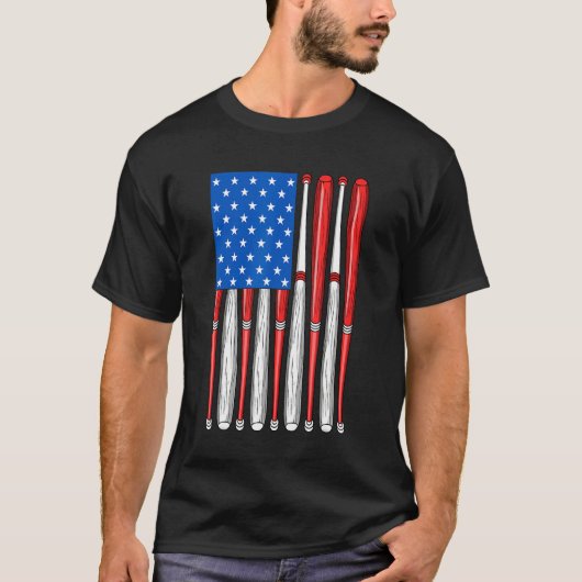 4th Of July Baseball Softball Flag American Flag T-Shirt (Vorderseite)