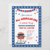 4th of July BBQ Party – ALL AMERICAN BBQ Einladung (Vorderseite)