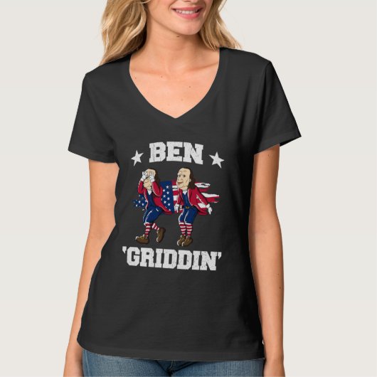 4th of July Benjamin Franklin Griddy Ben Griddin T-Shirt (Vorderseite)