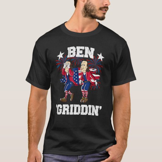 4th of July Benjamin Franklin Griddy Ben Griddin T-Shirt (Vorderseite)
