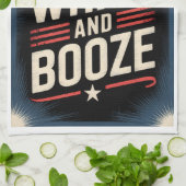 4th of July Booze Party | Red White and Booze Geschirrtuch (Gefaltet)