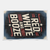 4th of July Booze Party | Red White and Booze Geschirrtuch (Horizontal)