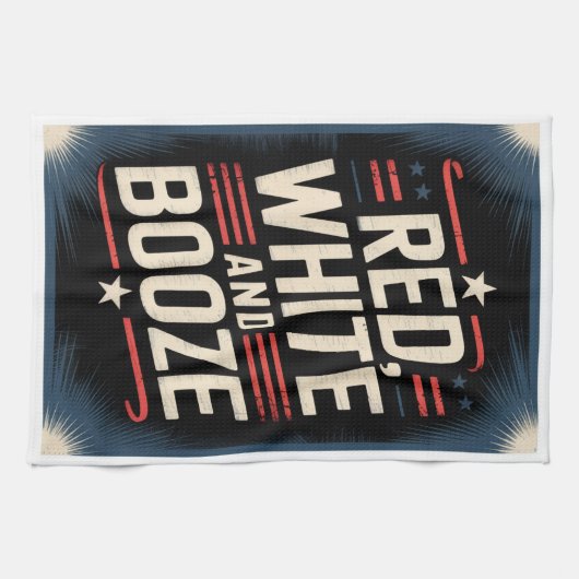 4th of July Booze Party | Red White and Booze Geschirrtuch (Horizontal)