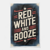 4th of July Booze Party | Red White and Booze Geschirrtuch (Vertikal)