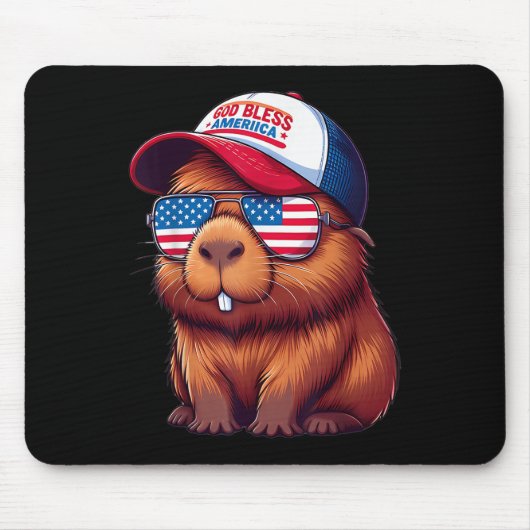 4th Of July Capybara – God Bless America Hat And P Mousepad (Vorne)
