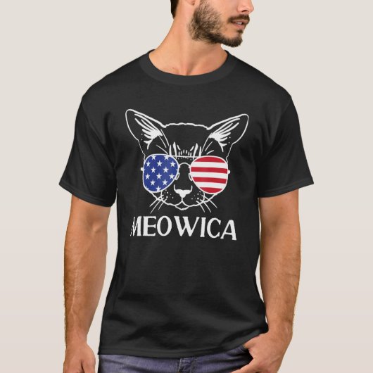4th of July Cat American Flag Sunglasses USA Meowi T-Shirt (Vorderseite)