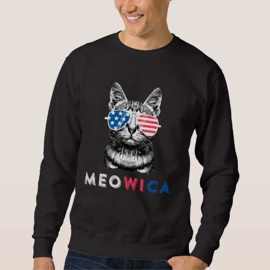 4th Of July Cat Meowica Merica Kitty Patriotic Cat Sweatshirt (Vorderseite)
