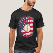 4th Of July Catcher Baseball Player US Flag Sport  T-Shirt (Vorderseite)